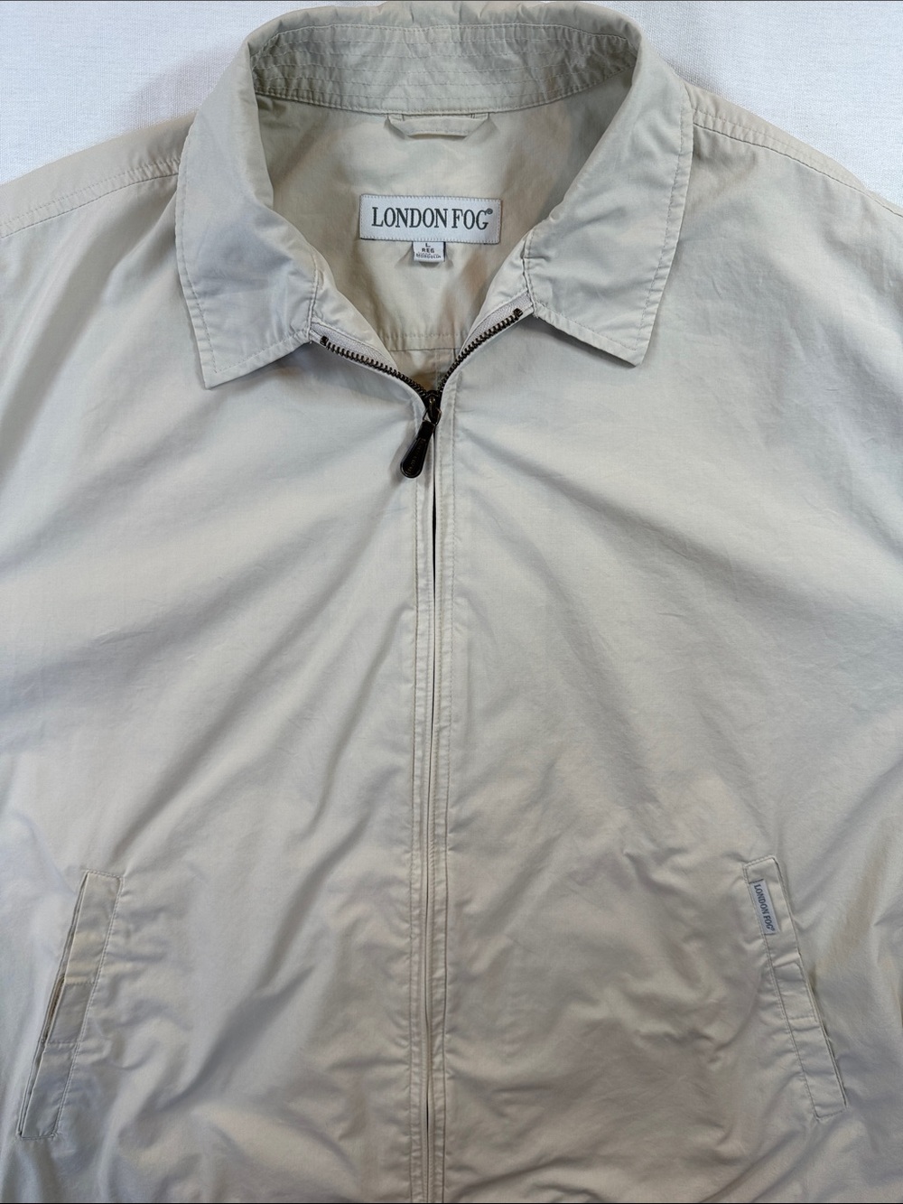 90s London Fog Harrington Jacket Vintage 90s Khaki Tan Zip Up Size L
